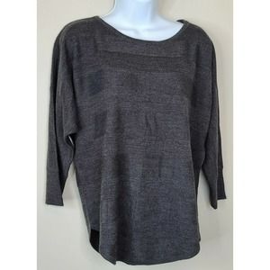 DESIGN HISTORY charcoal Striped ¾ Sleeve Sweater